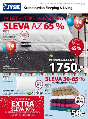 aktuální leták Jysk 24.8.2017-6.9.2017