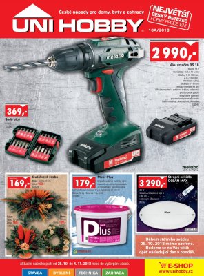 aktuální leták UNI HOBBY 25.10.2018-4.11.2018