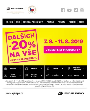 aktuální leták ALPINE PRO 7.8.2019-11.8.2019