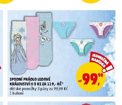 SPODNÍ PRÁDLO LEDOVÉ KRÁLOVSTVÍ II 3 KS ZA 119,- KČ dětské ponožky 3 páry - Penny Market aktualniletaky.eu