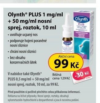 Olynth PLUS 1 mg/ml + 50 mg/ml nosní sprej, roztok, 10 ml - Dr. Max aktualniletaky.eu