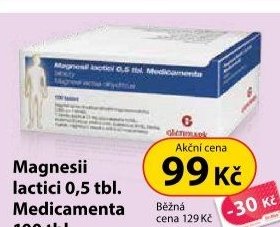 Magnesii lactici 0,5 tbl. Medicamenta 100 tbl.