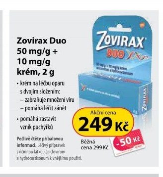 Zovirax Duo 50 mg/g + 10 mg/g krém, 2 g