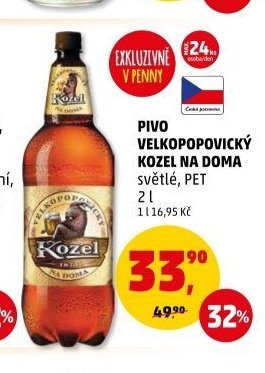 PIVO VELKOPOPOVICKÝ KOZEL NA DOMA světlé, PET - Penny Market aktualniletaky.eu