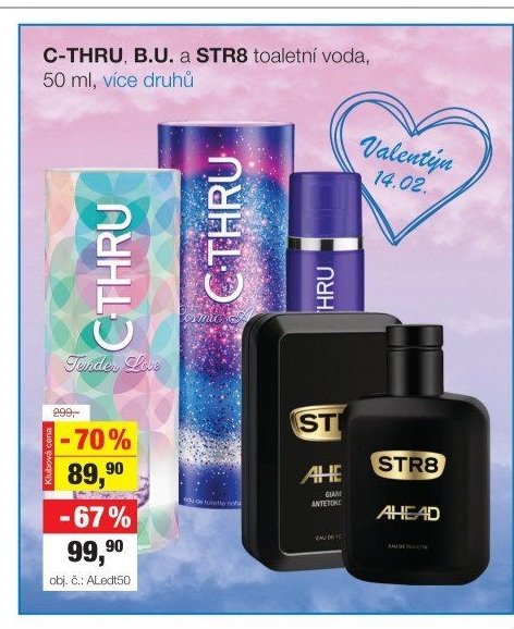 C-THRU, B.U. a STR8 toaletní voda, 50 ml