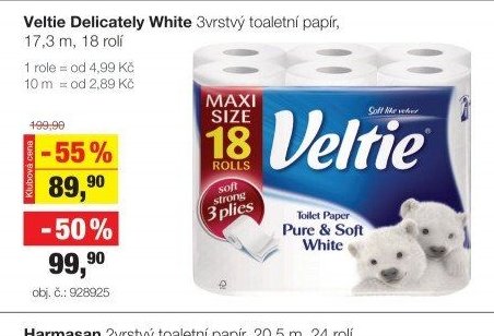 Veltie Delicately White 3vrstvý toaletní papír