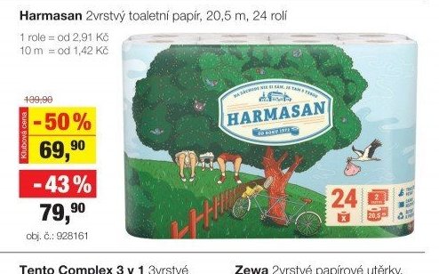 Harmasan 2vrstvý toaletní papír, 20,5 m, 24 rolí