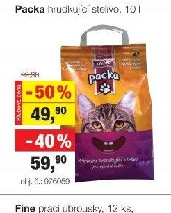 Packa hrudkující stelivo
