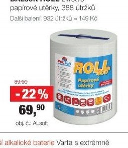 BALsoft ROLL 2vrstvé papírové utěrky