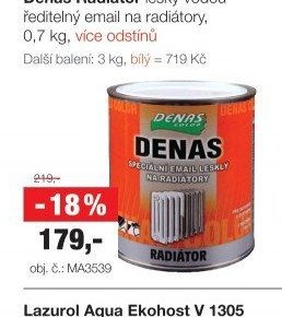Denas Radiátor lesklý vodou ředitelný email na radiátory, 0,7 kg