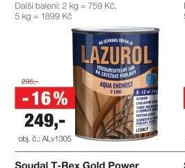 Lazurol Aqua Ekohost V 1305 podlahový vodouředitelný lak, 0,6 kg