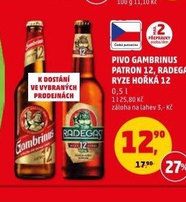 PIVO GAMBRINUS PATRON 12, RADEGAST RYZE HOŘKÁ 12 0,5 l - Penny Market aktualniletaky.eu
