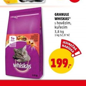 GRANULE WHISKAS s hovězím, kuřecím 3,8 kg - Penny Market aktualniletaky.eu