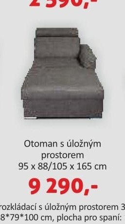 Otoman s úložným prostorem 95 x 88/105 x 165 cm