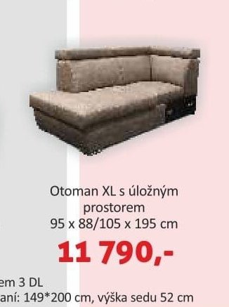 Otoman XL s úložným prostorem 95 x 88/105 x 195 cm