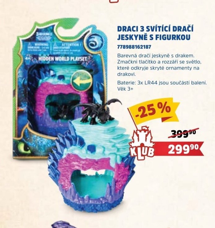 DRACI 3 SVÍTÍCÍ DRAČÍ JESKYNĚ S FIGURKOU