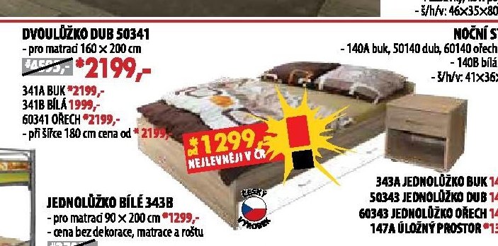 Dvoulůžko dub 50341