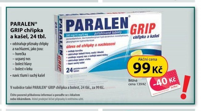PARALEN GRIP chřipka a kašel, 24 tbl.