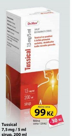 Tussical 7,5 mg / 5 ml sirup, 200 ml