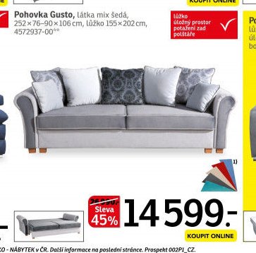 Pohovka Gusto, látka mix šedá