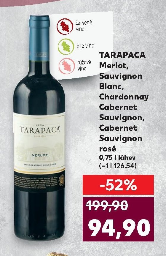TARAPACA Merlot, Sauvignon Blanc, Chardonnay, Cabernet Sauvignon, Cabernet Sauvignon rosé