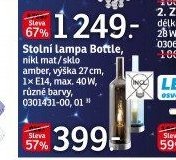Stolní lampa Bottle, nikl mat/sklo