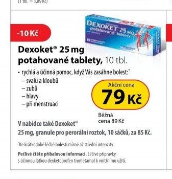 Dexoket 25 mg potahované tablety, 10 tbl.