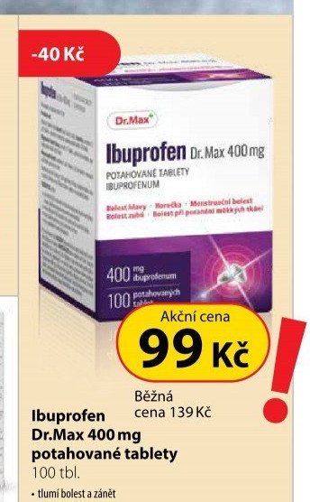 Ibuprofen Dr.Max 400 mg potahované tablety, 100 tbl.