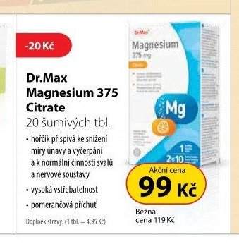Dr.Max Magnesium 375 Citrate, 20 šumivých tbl.