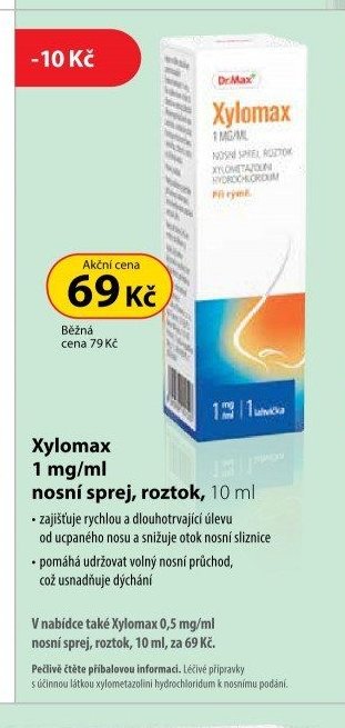 Xylomax 1 mg/ml nosní sprej, roztok, 10 ml