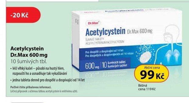 Acetylcystein Dr.Max 600 mg 10 šumivých tbl.