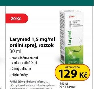 Larymed 1,5 mg/ml orální sprej, roztok