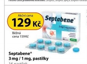 Septabene 3 mg / 1 mg, pastilky