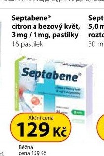 Septabene citron a bezový květ, 3 mg / 1 mg, pastilky