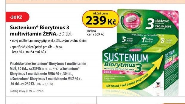 Sustenium Biorytmus 3 multivitamin ŽENA, 30 tbl.