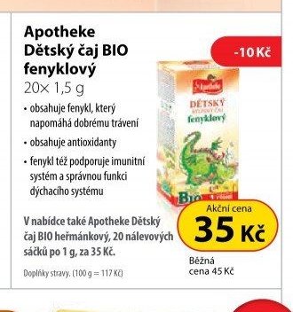 Apotheke Dětský čaj BIO fenyklový 20x 1,5 g