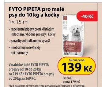 FYTO PIPETA pro malé psy do 10 kg a kočky 1x 15 ml