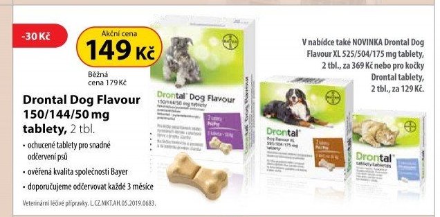 Drontal Dog Flavour 150/144/50 mg tablety, 2 tbl.