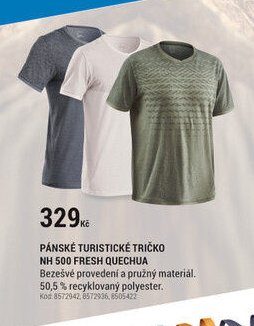 PÁNSKÉ TURISTICKÉ TRIČKO NH 500 FRESH QUECHUA