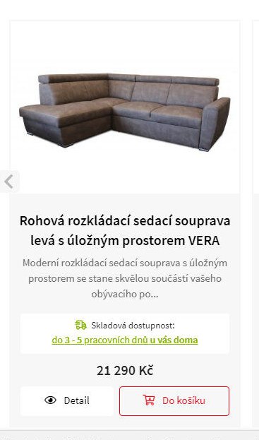 Rohová rozkládací sedací souprava levá s úložným prostorem VERA