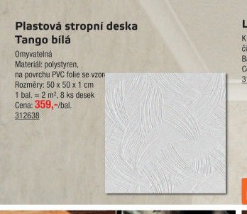 Plastová stropní deska Tango bílá