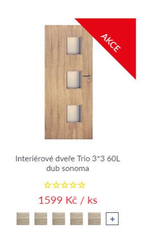 Interiérové dveře Trio 3*3 60L dub sonoma