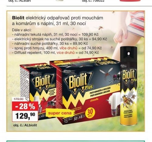 Biolit elektrický odpařovač proti mouchám a komárům