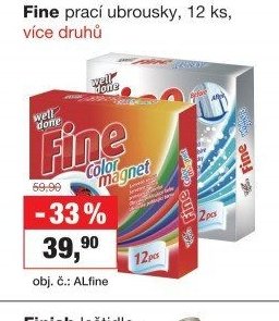 Fine prací ubrousky, 12 ks