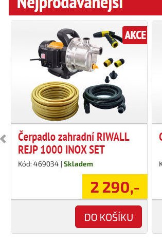 Čerpadlo zahradní RIWALL REJP 1000 INOX SET