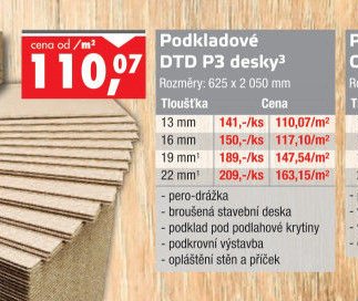 Podkladové DTD P3 desky