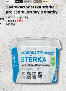Sádrokartonářská stěrka pro sádrokartony a omítky