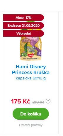Hami Disney Princess hruška kapsička 6x110 g