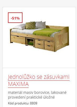 Jednolůžko se zásuvkami MAXIMA