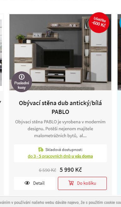 Obývací stěna dub antický/bílá PABLO
